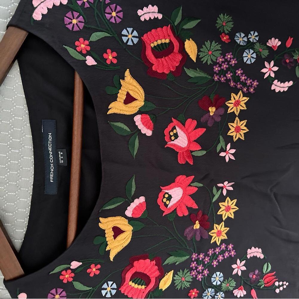 French Connection Embroidered Alice Drape Dress - Picture 7 of 8